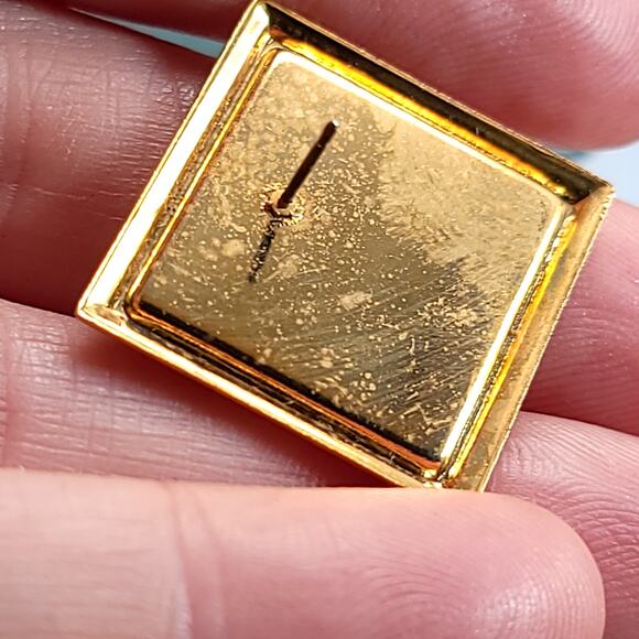 Red Square Stud Earrings with Gold Trim, Bold Retro Statement Jewelry for Women - Picture 10 of 10